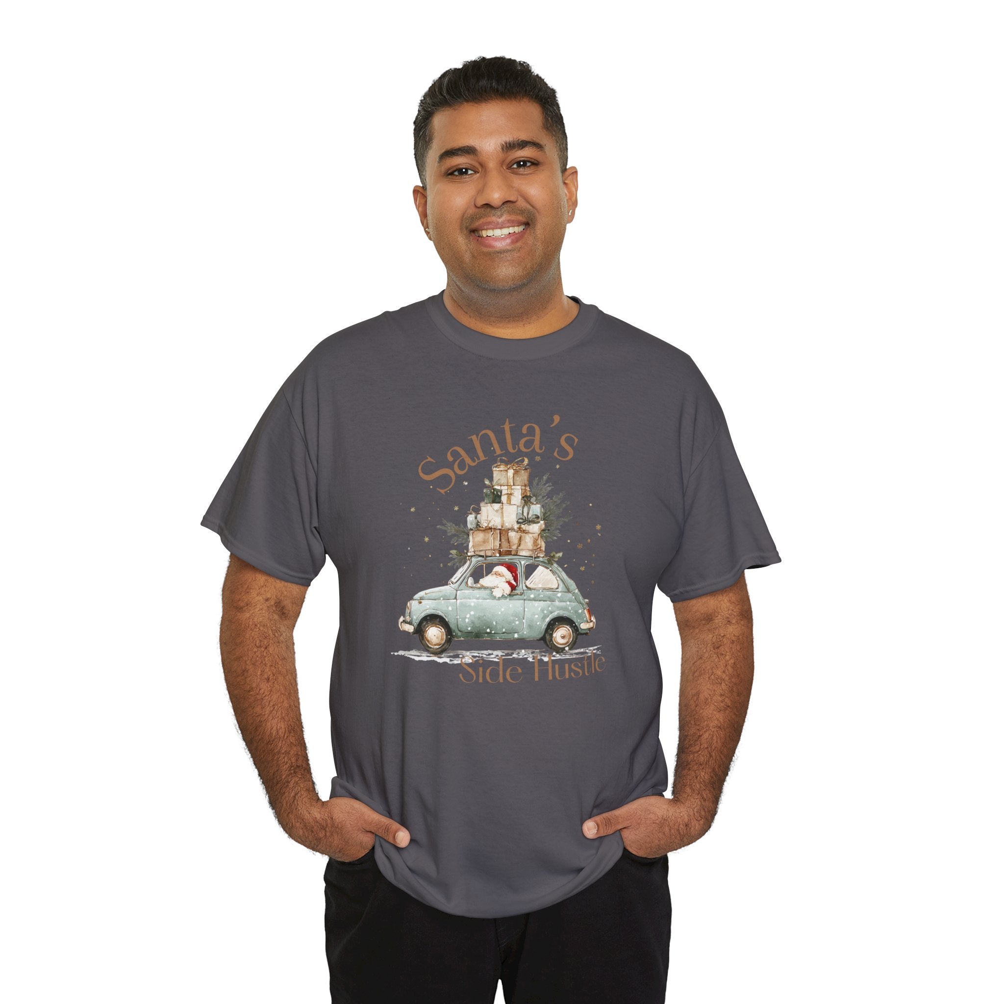 "Santa's Side Hustle" Vintage Car Holiday Tee Christmas T-Shirt