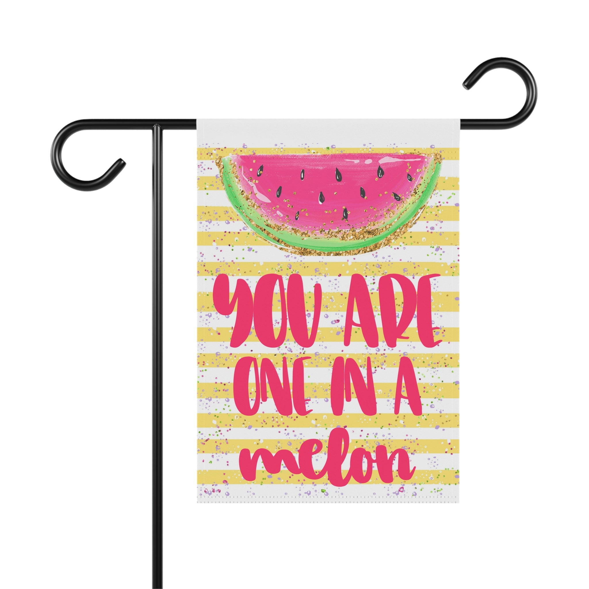 One in a Melon watermelon garden flag with cute watercolor watermelon design
