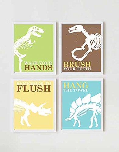 Adorable Dinosaur Children Bathroom Wall Decor