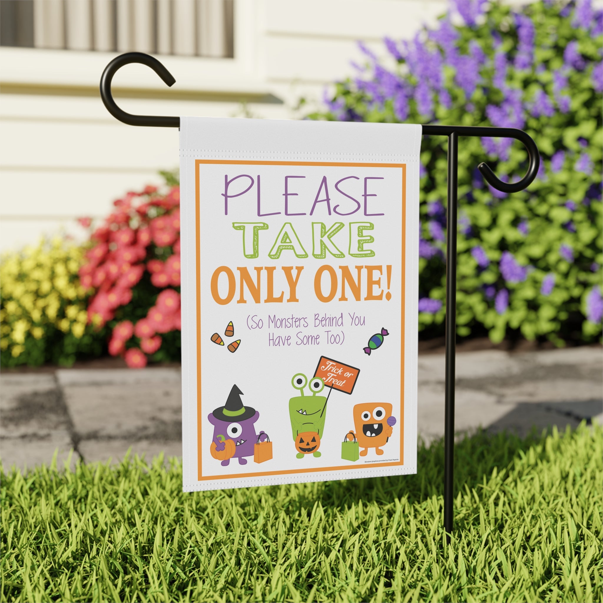 Please Take Only One Monster Candy Sign Garden Flag 12x18 – Halloween Yard Decor