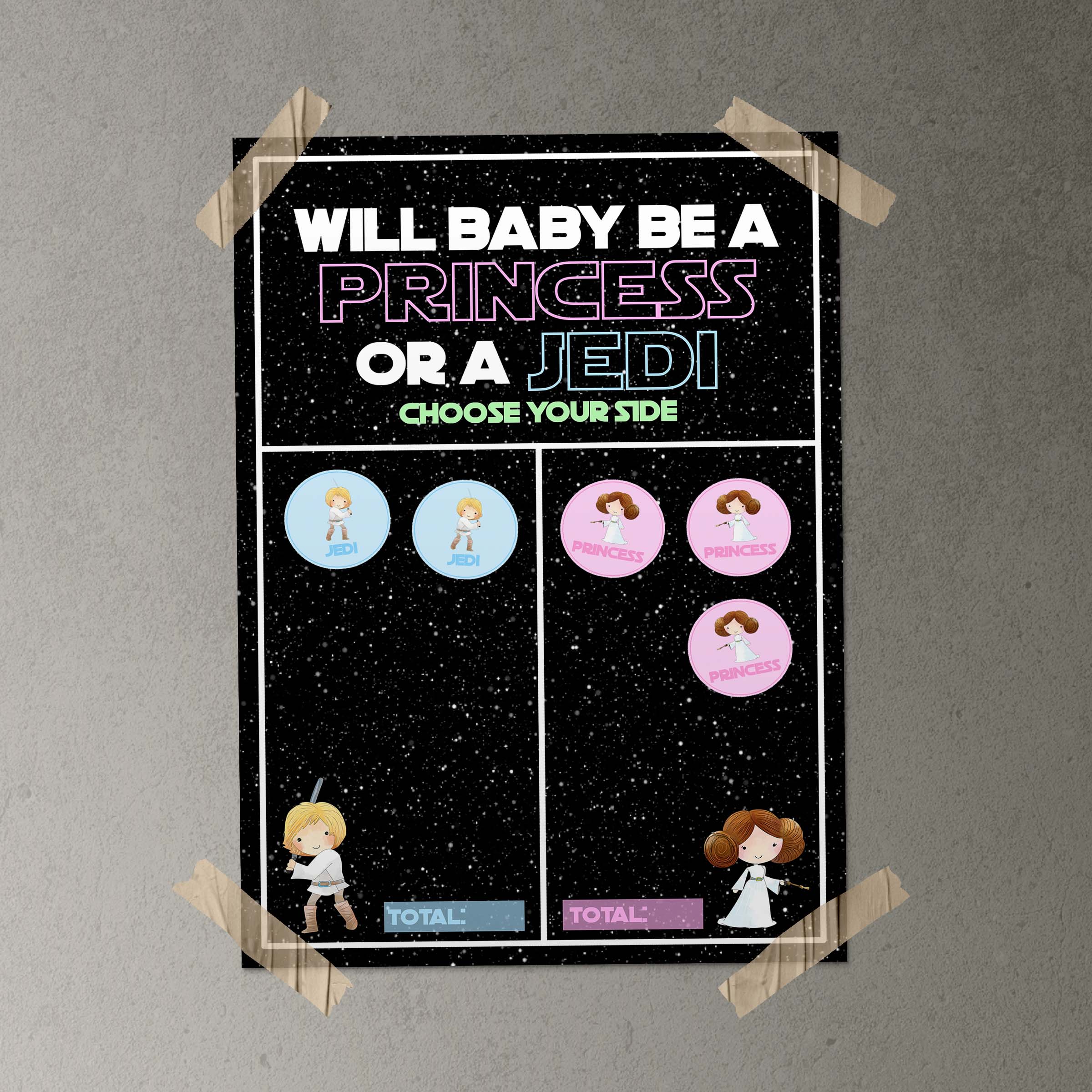 What Will Baby Be Gender Reveal Game — Outer Space Galaxy Party Activity Set