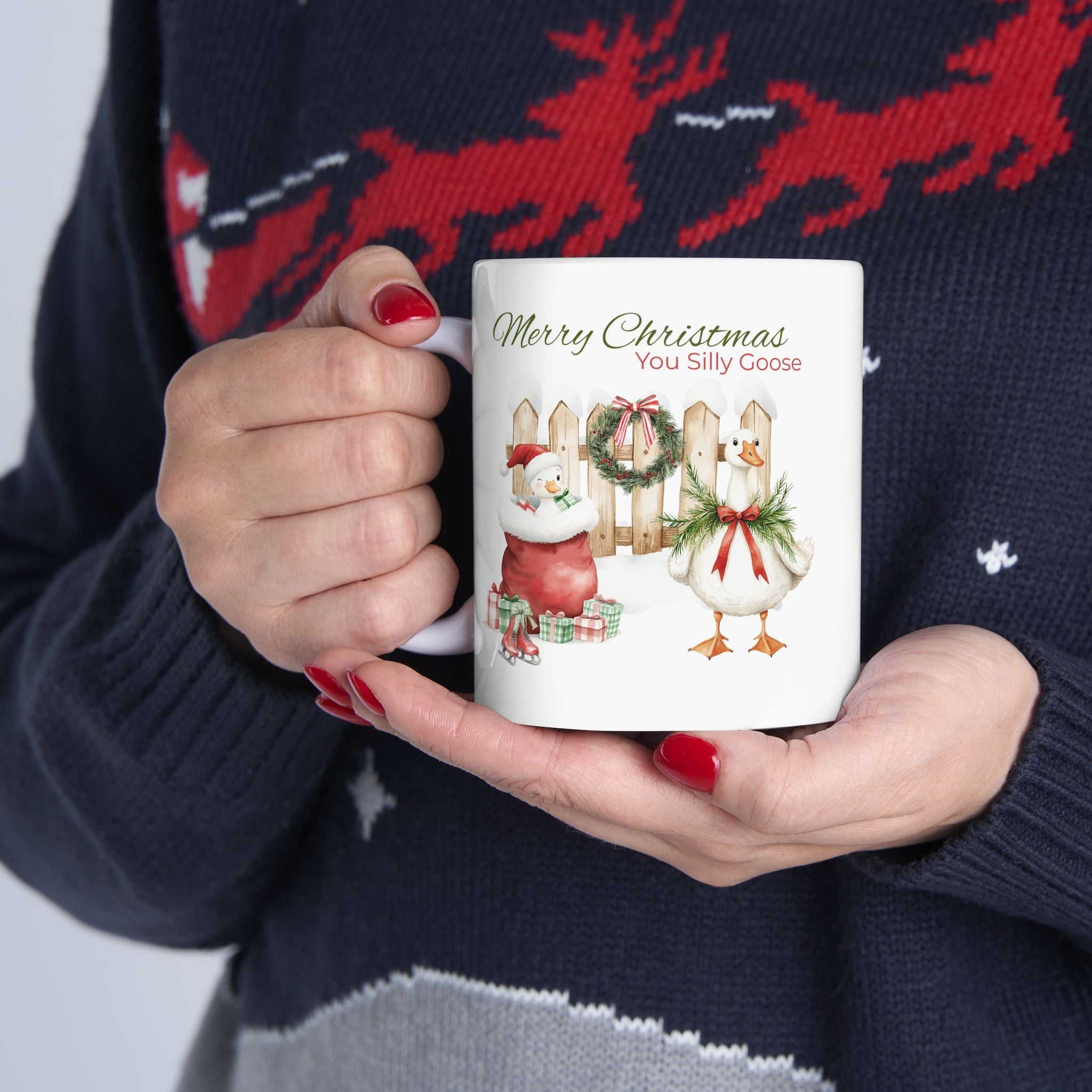 Merry Christmas Silly Goose Holiday Gift Season Comfort Ceramic Mug