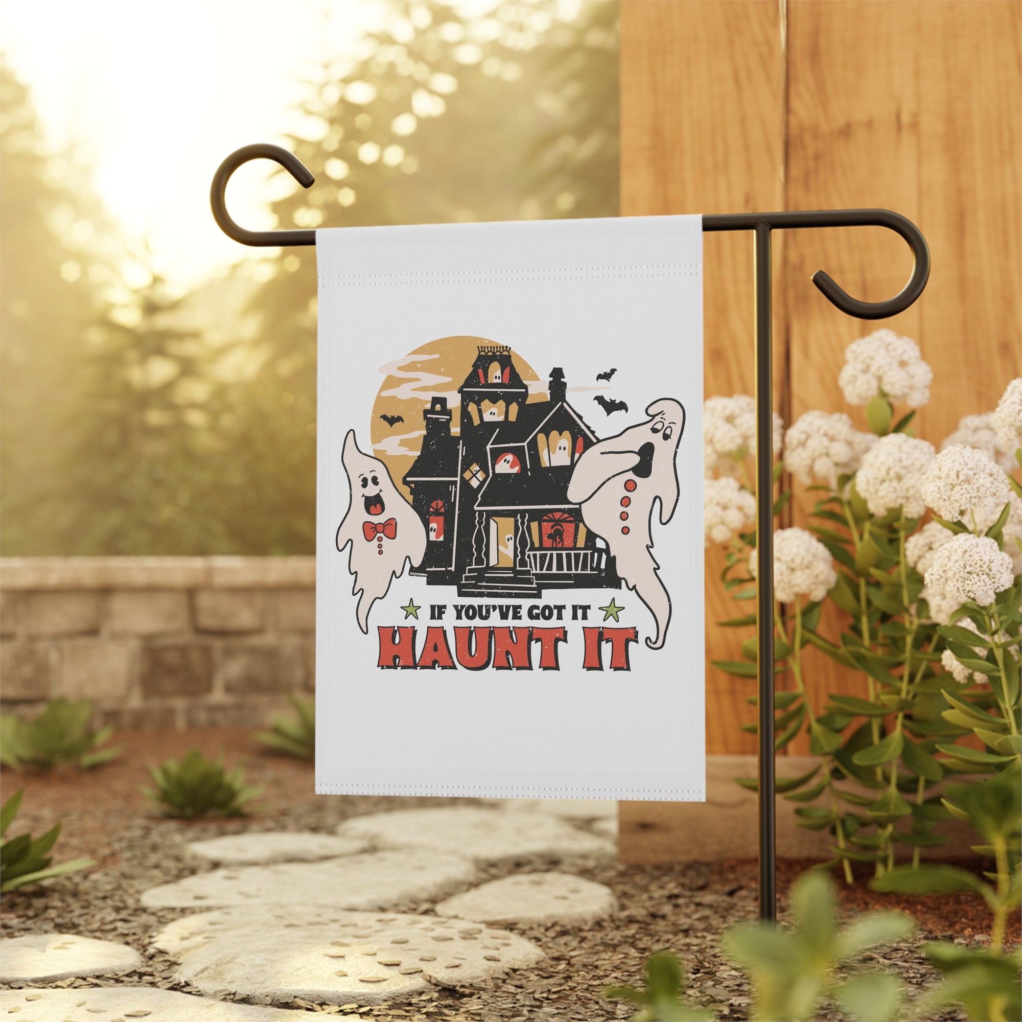 If You've Got It Haunt It Halloween Garden Flag 12x18 – Vintage Ghost House Yard Decor
