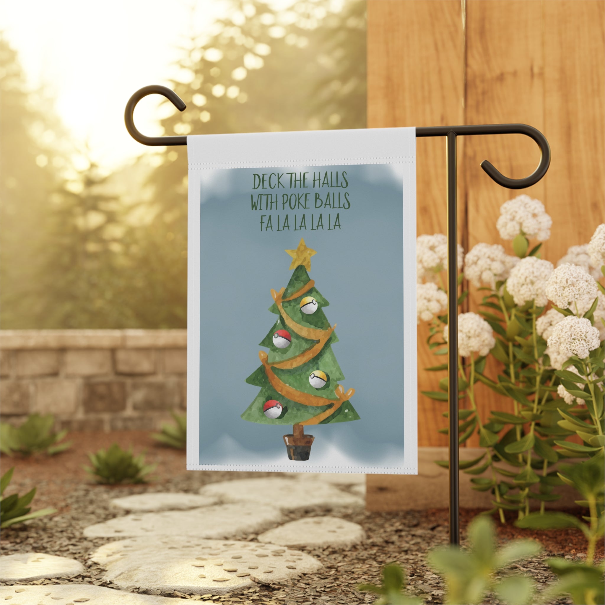 Deck the Halls FaLaLaLa Garden Flag 12x18 – Christmas Tree Funny House Yard Decor