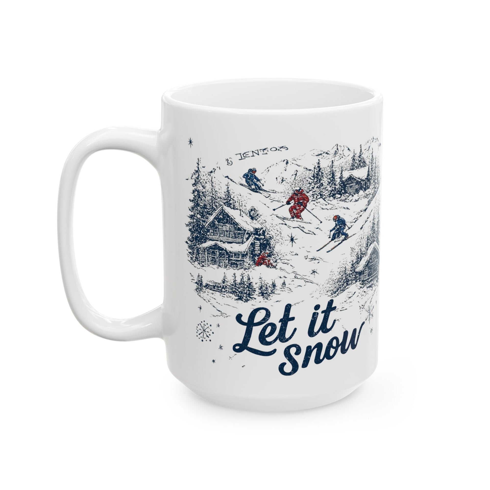 Winter Cabin Hand Drawn Mug – Cozy Snowy Lodge Scenic Coffee Cup
