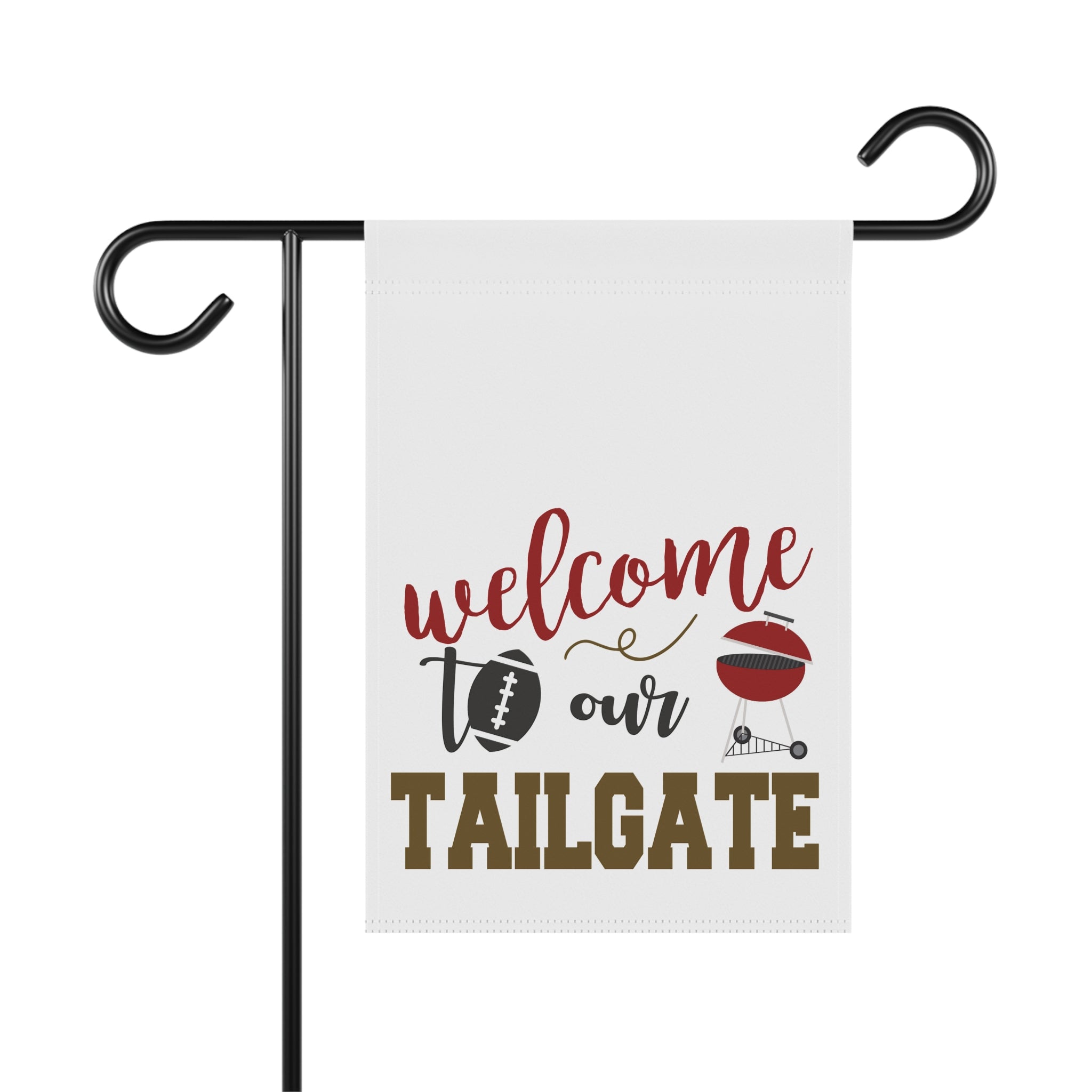 Welcome to our Tailgate football garden flag with bold typography
