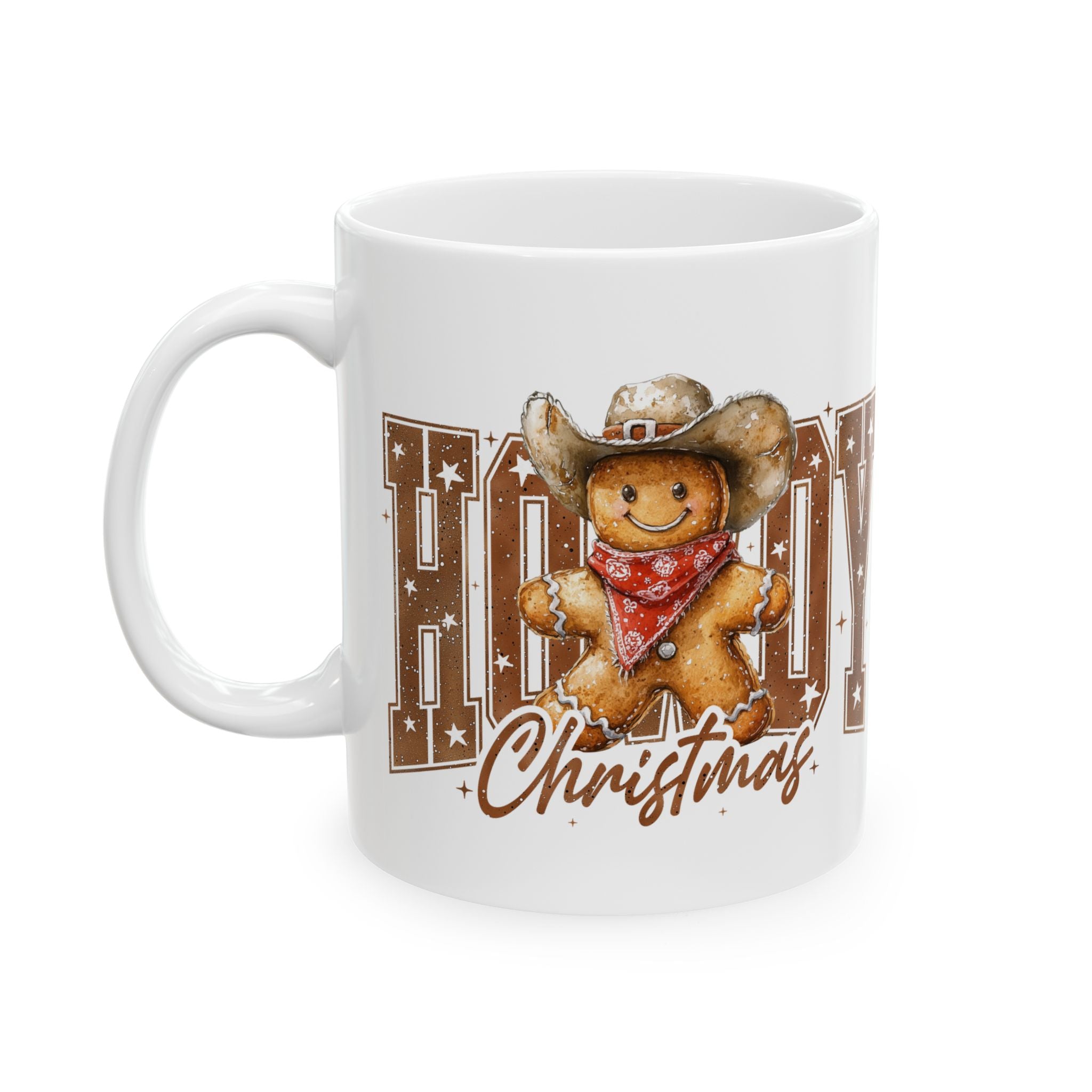 Western Gingerbread Howdy Christmas Ceramic Country Gift Mug