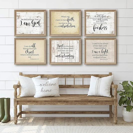 Silly Goose Gifts Fear Not - Religious Family Wall Art Print Decor Set of Six (6) Typography No Frames