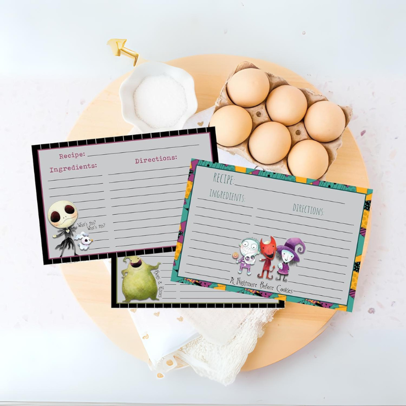 Nightmare Before Cookies 4x6 Recipe Cards Thick Cardstock Easy to Write Gift Set
