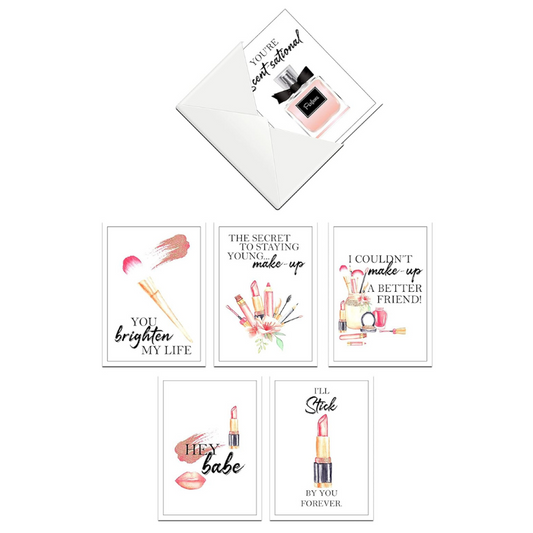 Silly Goose Gifts You Brighten My Life - Make Up Beauty Themed Greeting Card Assortment Set (Set of 6) with Envelopes Blank