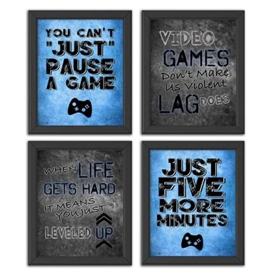 Silly Goose Gifts - You Can't Just Pause A Game - Gamer Themed Wall Art Prints - Console And Desktop Gaming Room Decor, Video Gamer Enthusiast Bedroom Posters, Digital Culture - USA Made - Set of 4