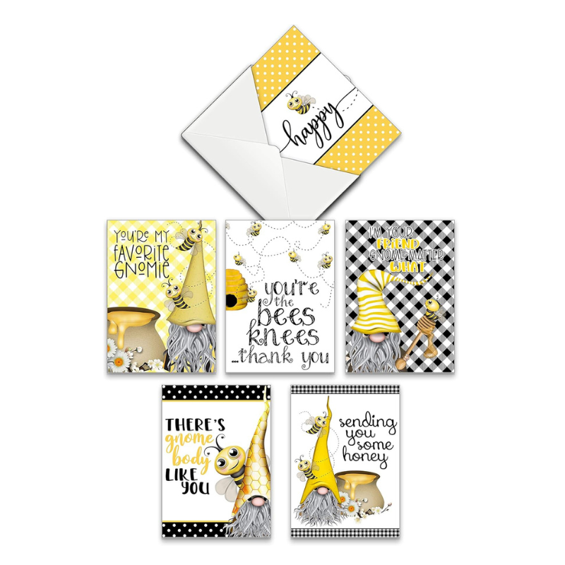 You're My Favorite Gnomie Bee Hive Gnome Themed Greeting Card Assortment Set