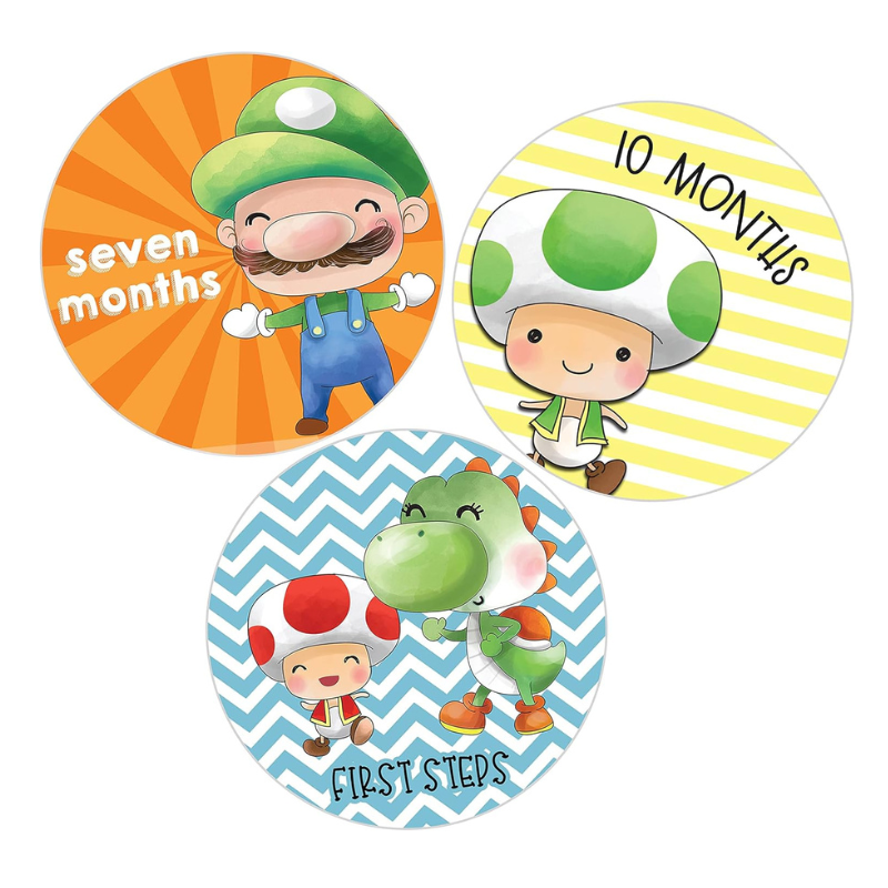 Plumber Hero Video Game Character Themed Baby Milestone Stickers (Set of 18) Photo Prop Keepsake