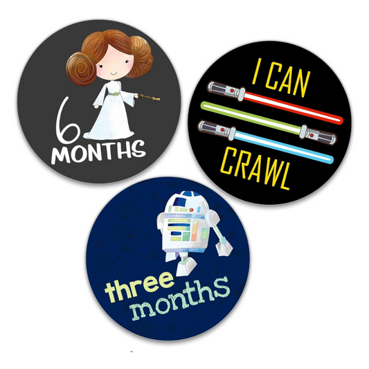 Darling Galaxy Star Character Themed Baby Milestone Stickers (Set of 18) Photo Prop Keepsake