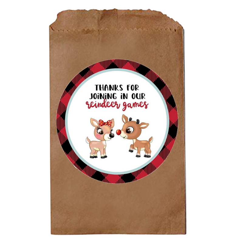 Rudolph The Red Nosed Reindeer Sticker Thank You Label Tags