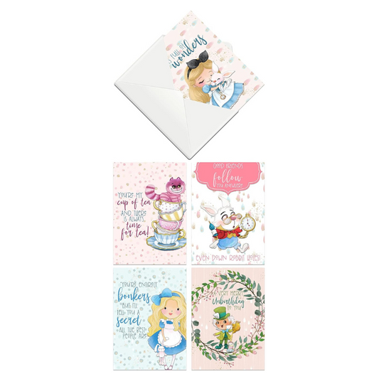 Silly Goose Gifts Alice in Wonderland Themed Greeting Cards With Envelopes (Set of 10) Blank All Occasion Assortment Note Funny