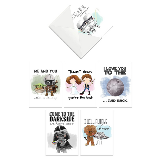 Silly Goose Gifts From A Galaxy Far Far Away - Themed Greeting Cards With Envelopes (Set of 12) Blank All Occasion Assortment Note Funny