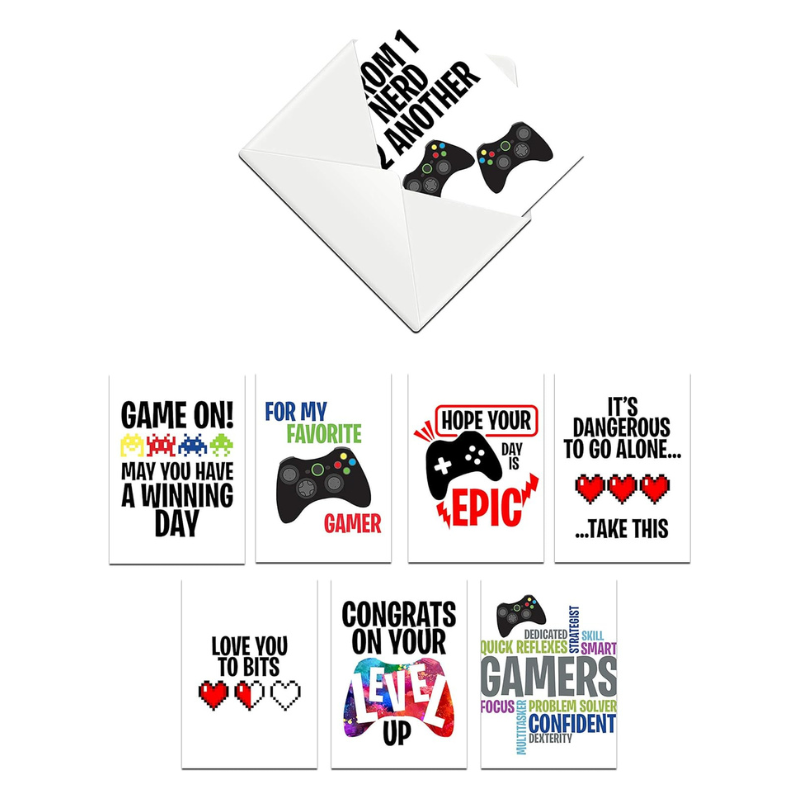 Silly Goose Gifts Greeting Cards For Your Gamer - Neon Video Game Themed (Set of 8) Assorted