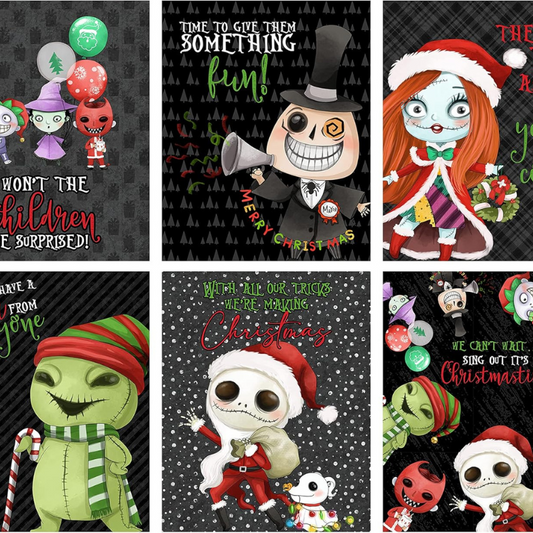 Silly Goose Gifts Nightmare Themed Character Wall Art Decor (Set of 6) Christmas Cheer Halloween Song Prints No Frames