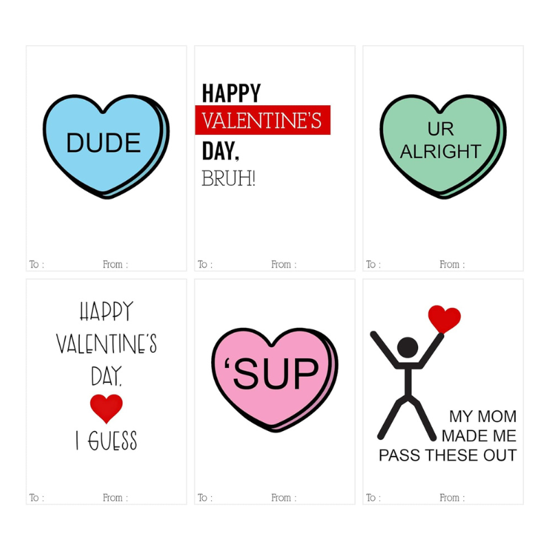 Silly Goose Gifts Bruh Funny Slang Themed Valentines Day Card for Kids School Classroom Exchange (Set of 24) Humorous