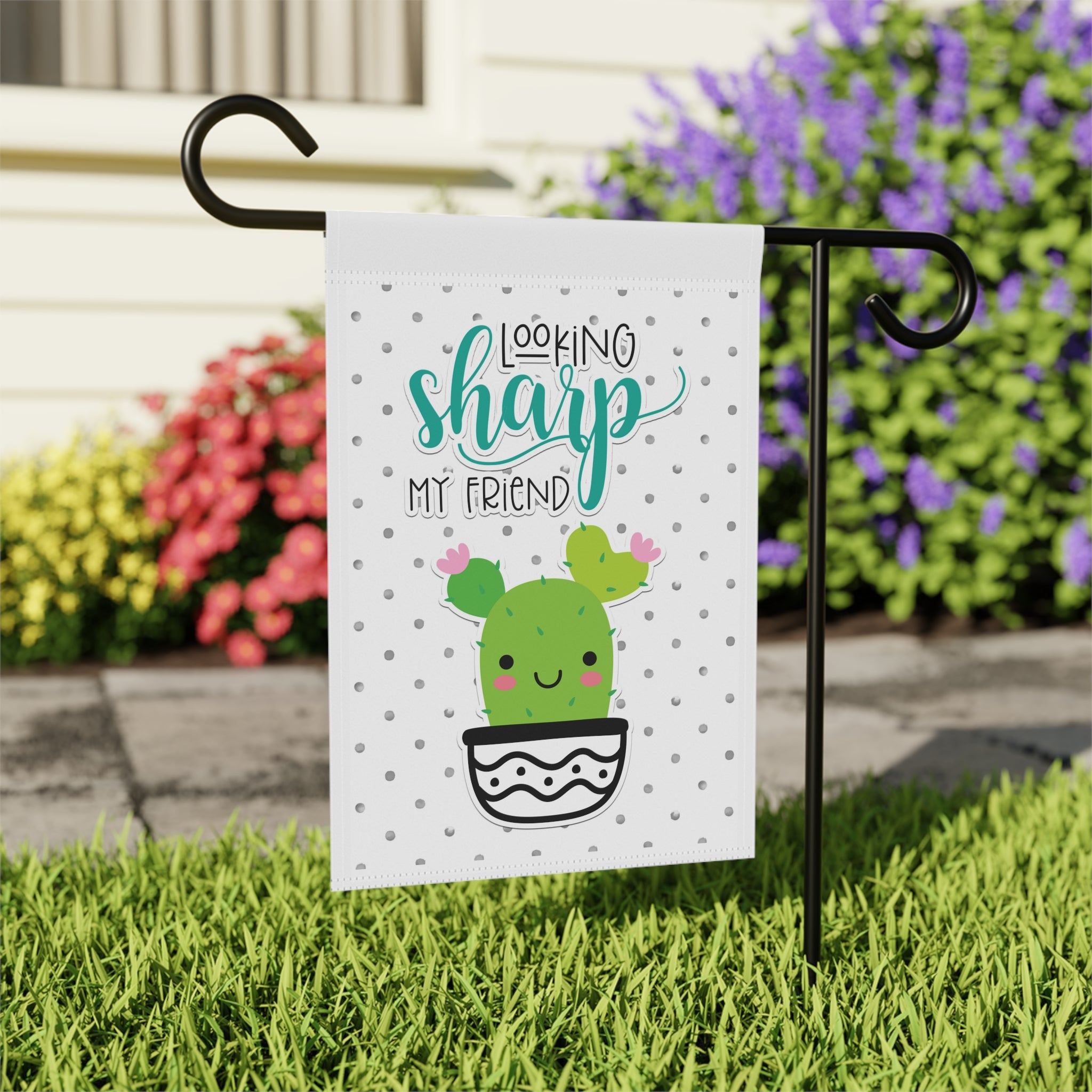 Looking Sharp Friend Botanical Garden Flag 12x18 – Cute Cactus Succulent Yard Decor