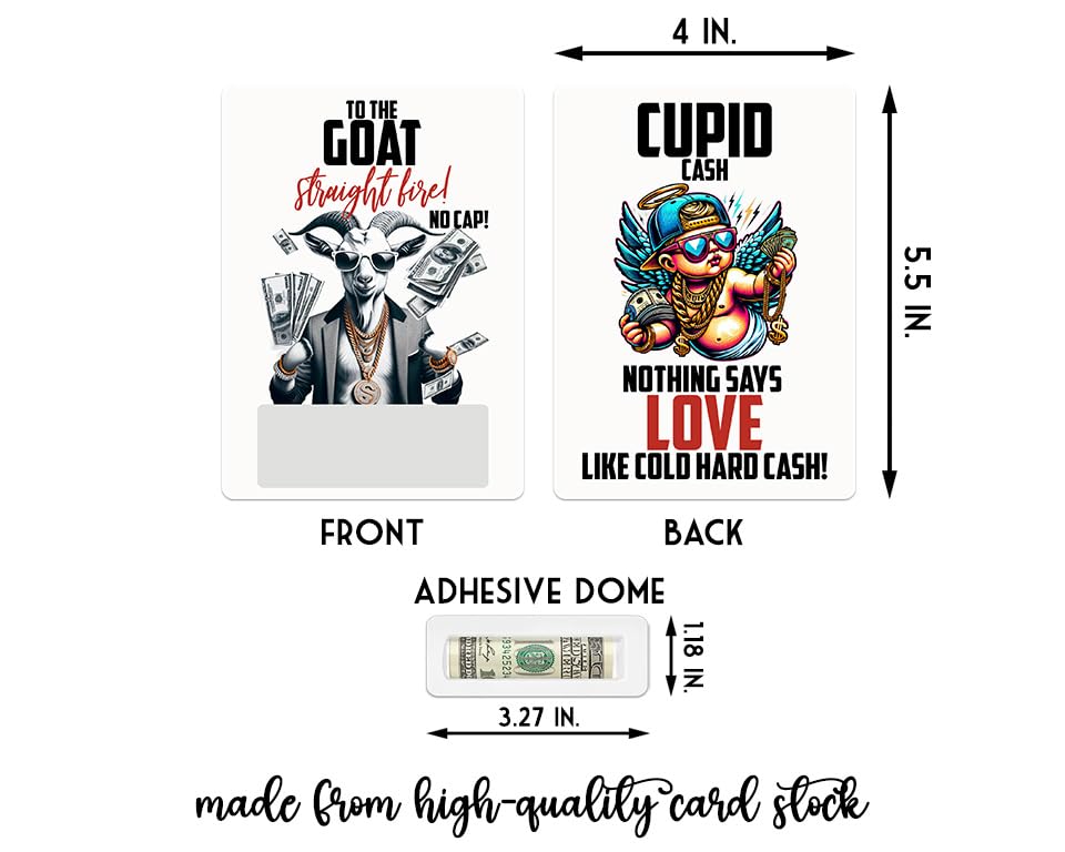 Set of six teen slang Valentine money holder cards shown together