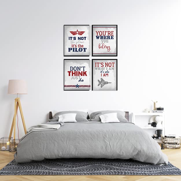 Ace Of The Skies Jet Wall Art Prints - Set of 4, 8x10 Aviation Room Decor