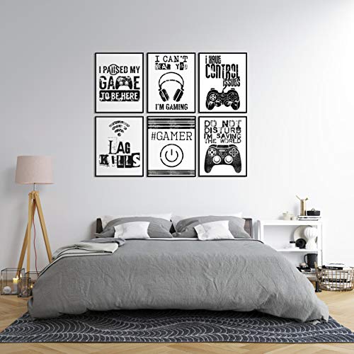 Lag Kills Gamer Wall Art Prints - Set of 6, 8x10 Video Game Room Decor