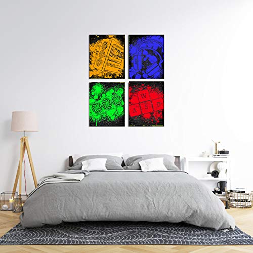 PC Gamer Setup Wall Art Prints - Set of 4, 8x10 Gaming Room Decor