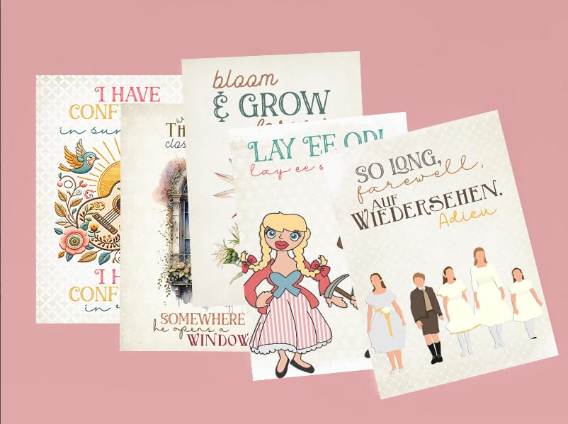 Whimsical Musical Film Greeting Cards - Set of 7 with Envelopes, Blank