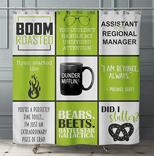 Funny Office Themed TV Show Green Shower Curtain 70x72in