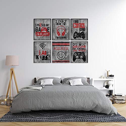 Lag Kills Gamer Wall Art Prints - Set of 6, 8x10 Teen Boys Room Decor