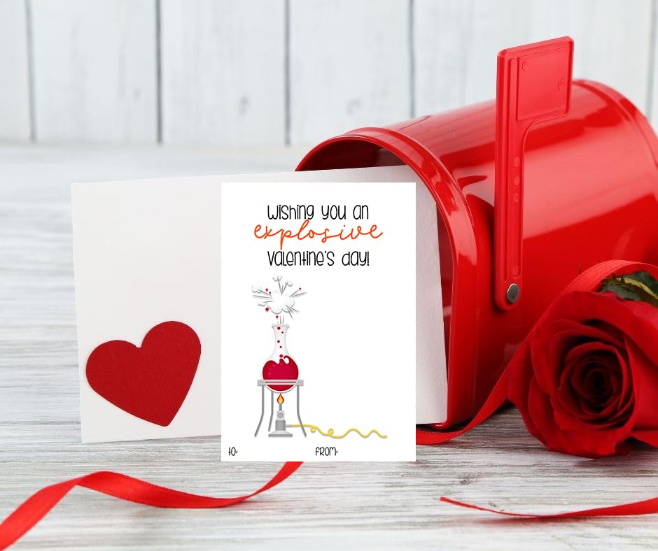 Bright Science Themed Valentines Day Card for Kids School Classroom Exchange (Set of 25) Chemistry