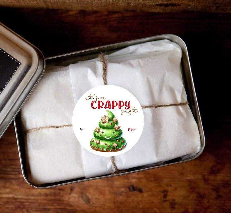 Funny Poop Emoji Christmas Gift Tag Stickers - Set of 24