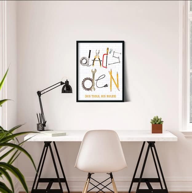 Dads Den His Tools His Rules Themed Wall Art Print Hanging 11x14in Gift