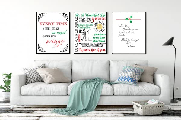 Christmas Classic Quote Wall Art Prints - Vintage Holiday Set of 3