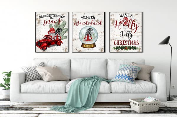 Old World Christmas Gnome Wall Art Prints - Vintage Holiday Set