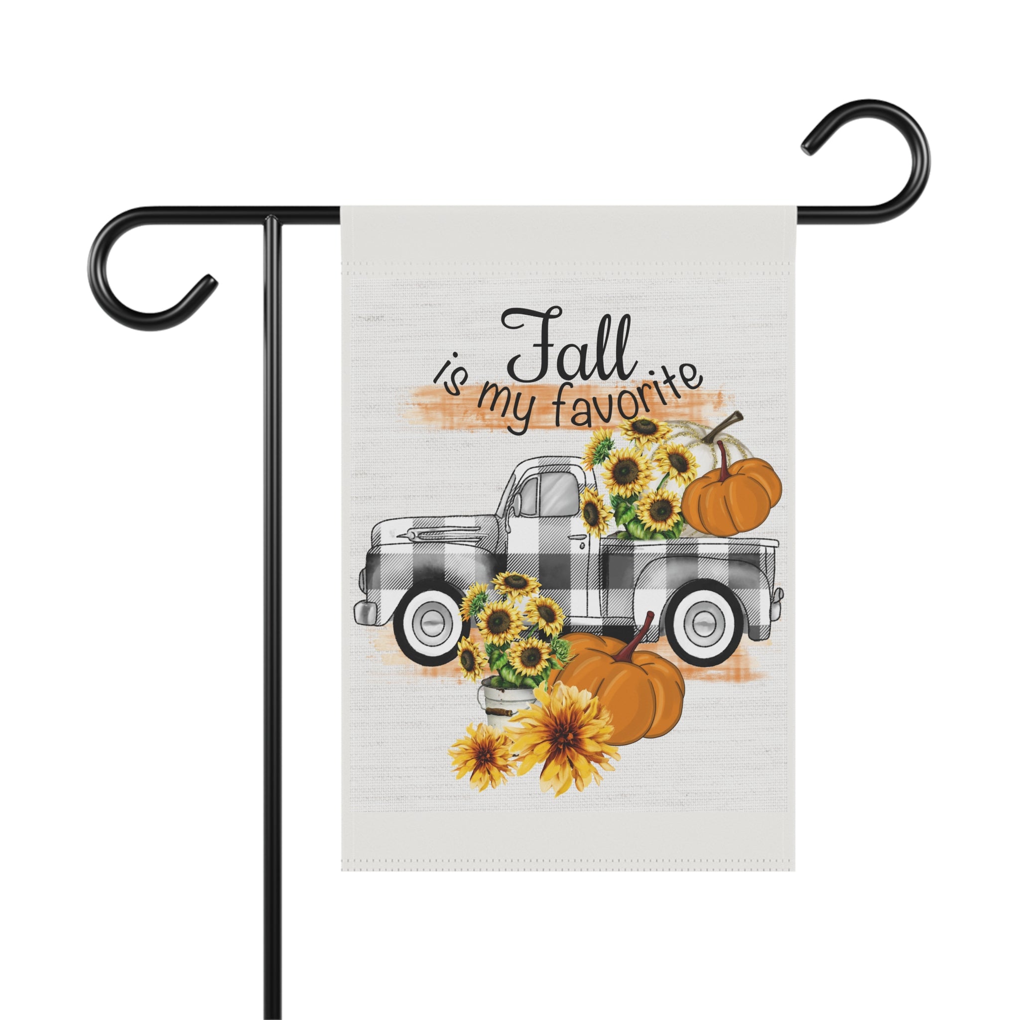 Fall is my Favorite Garden Flag 12x18 – Autumn Pumpkin Plaid Truck House Yard Decor