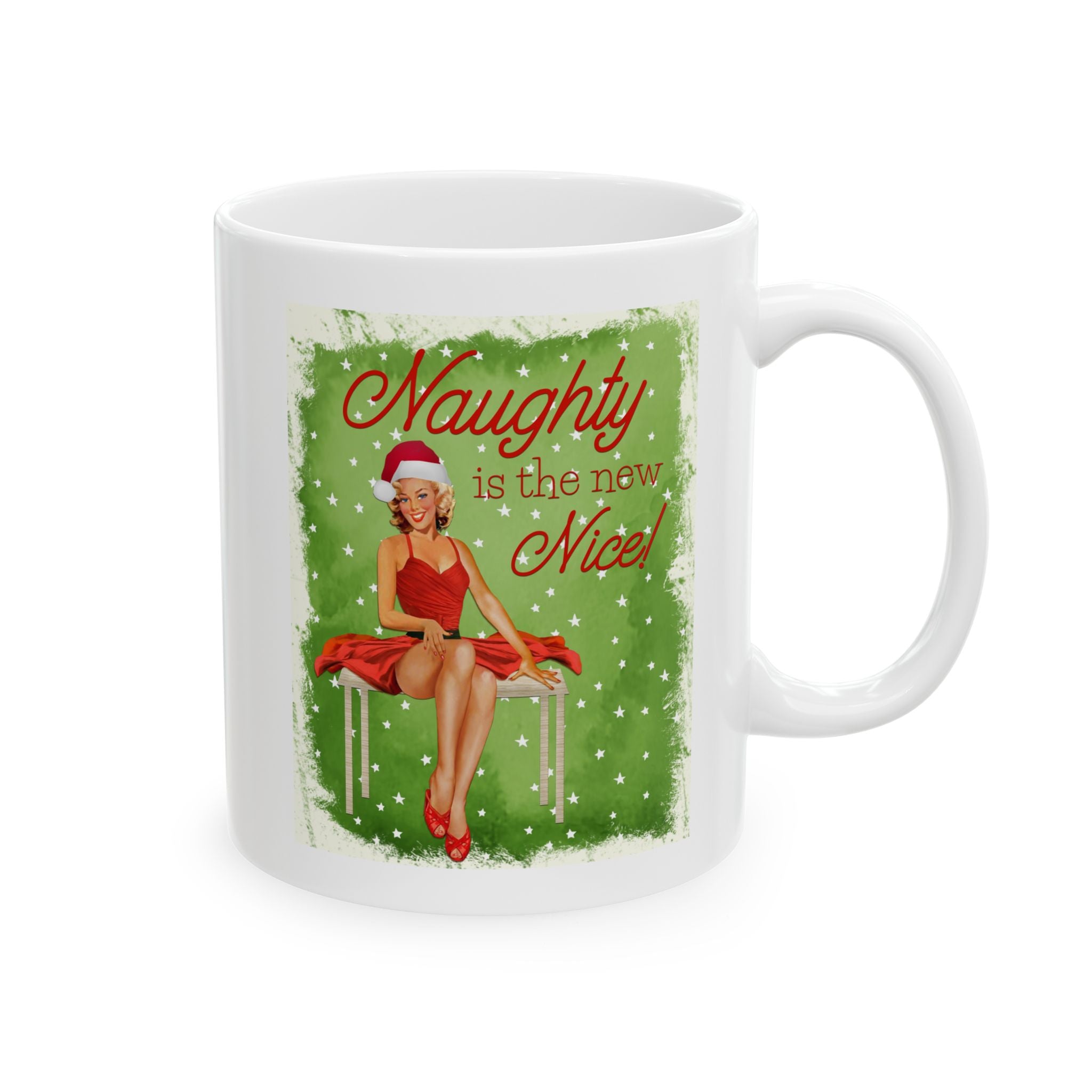 Naughty Is The New Nice – Funny Vintage Christmas Pinup Mug (11oz, 15oz)