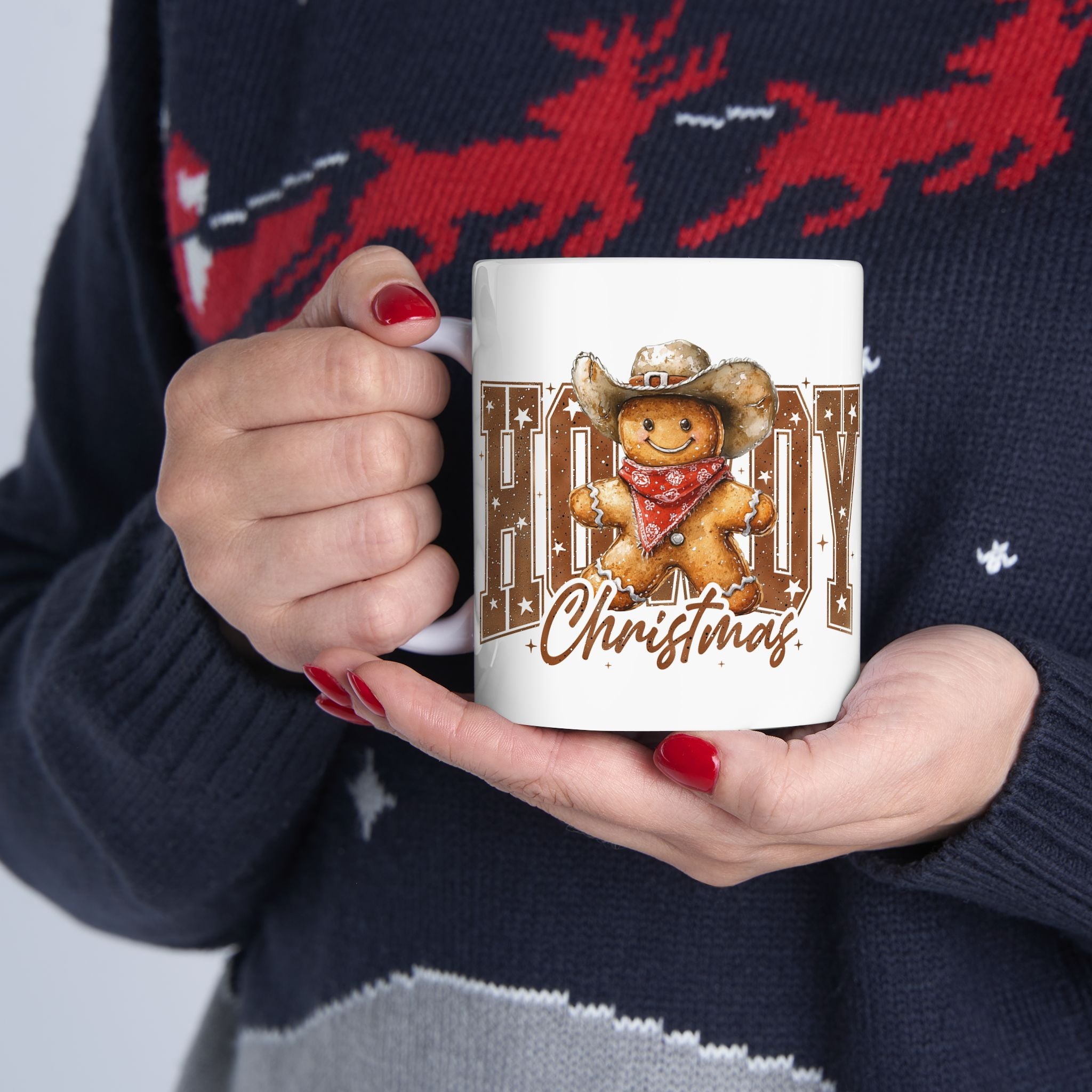 Western Gingerbread Howdy Christmas Ceramic Country Gift Mug