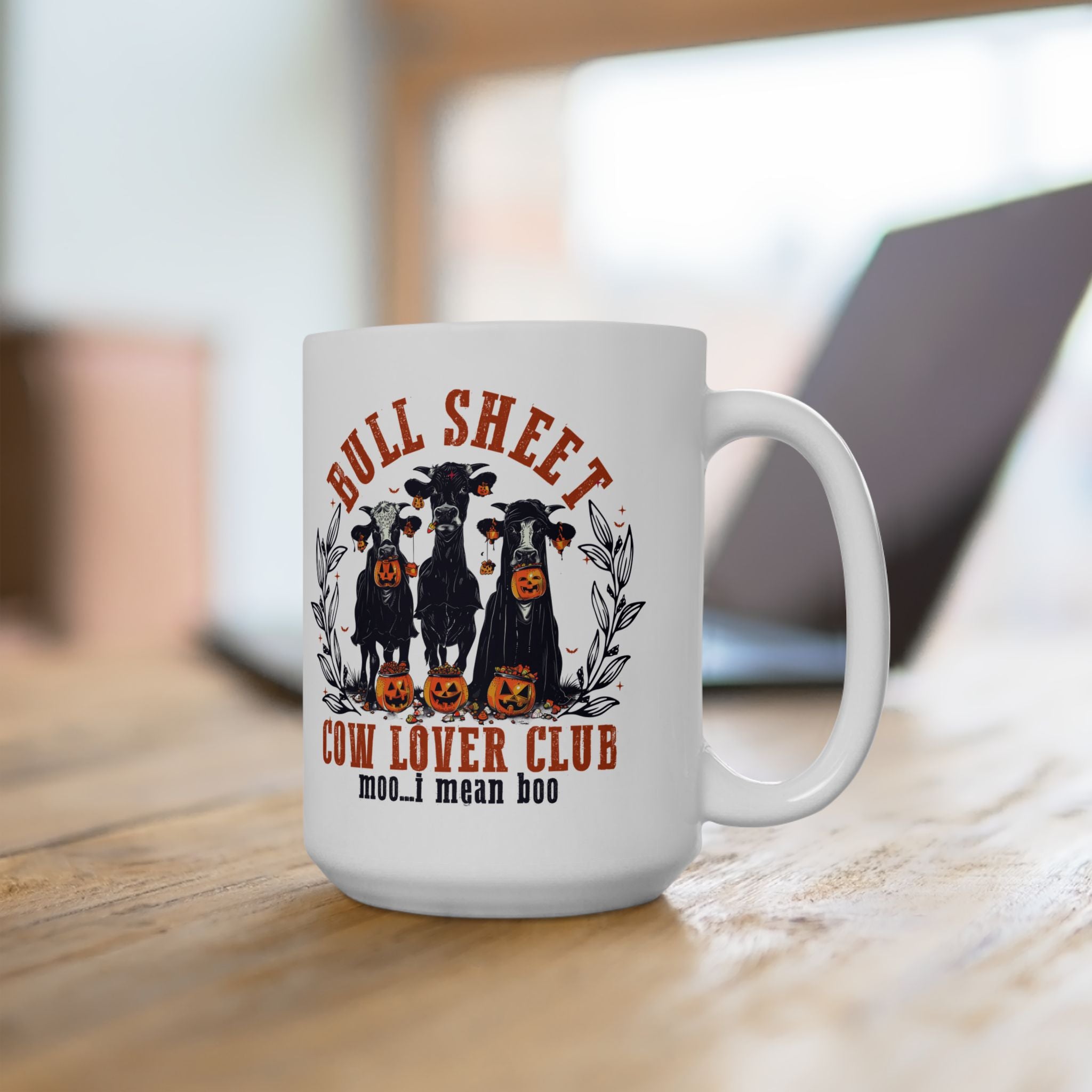 Bull Sheet Cow Lover Club – Funny Halloween Highland Cow Coffee Mug (11oz, 15oz)
