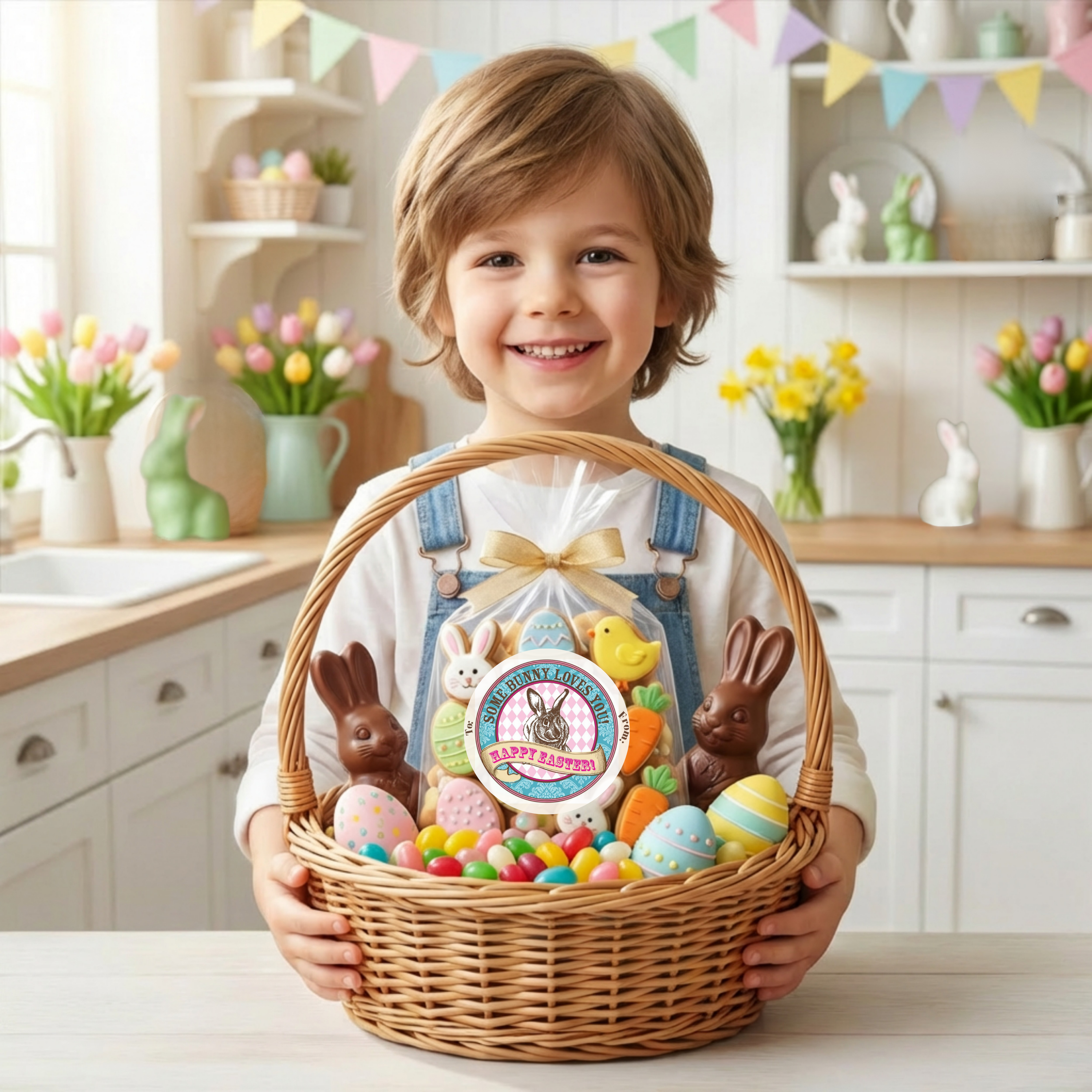 Some Bunny Loves You Easter Bunny Sticker Gift Labels - Digital Download