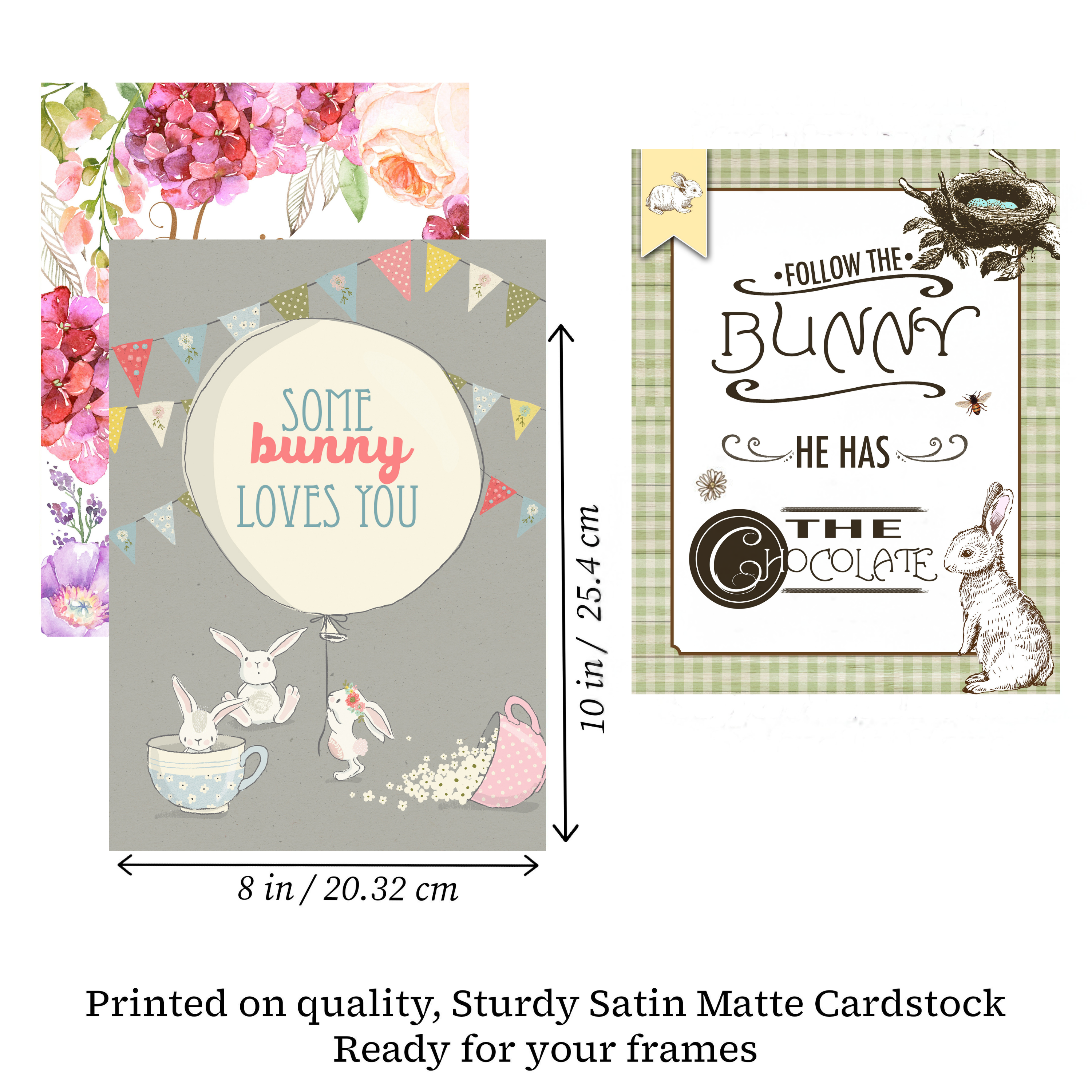 Follow The Bunny He Has The Chocolate Wall Art Print 8x10 Decoration Picture - Digital Download