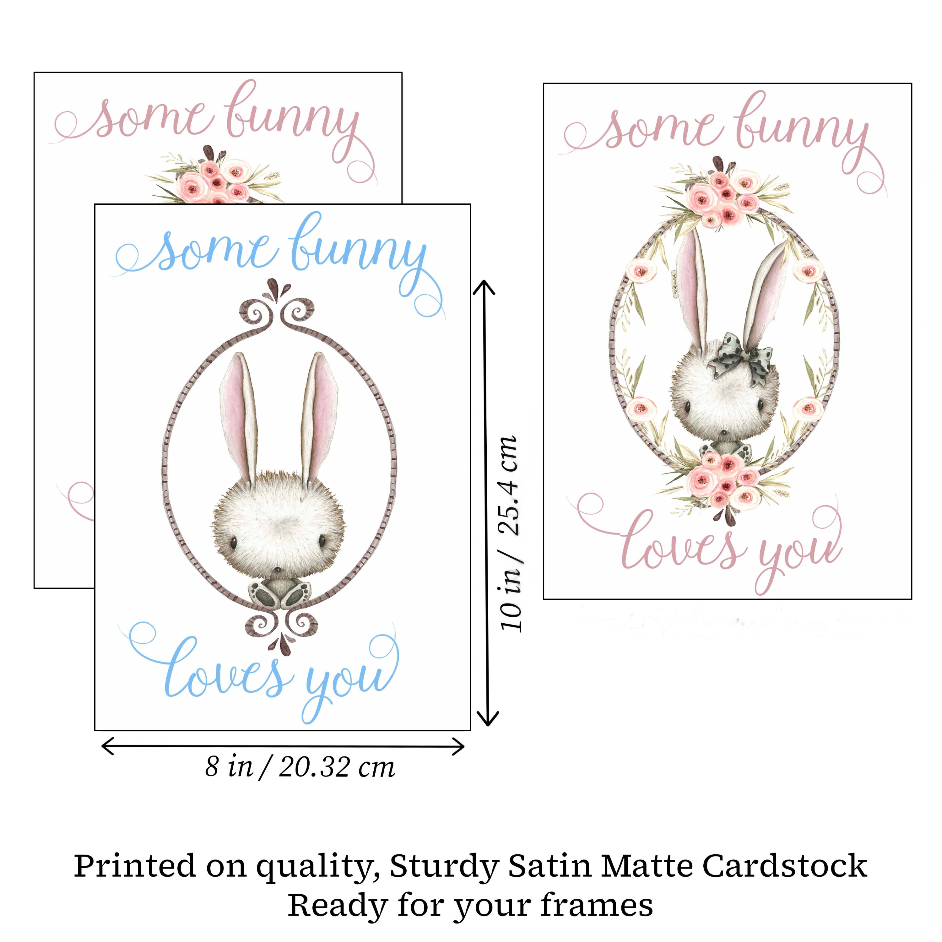 Pink Some Bunny Loves You Wall Art Print 8x10 Decoration Picture - Printable