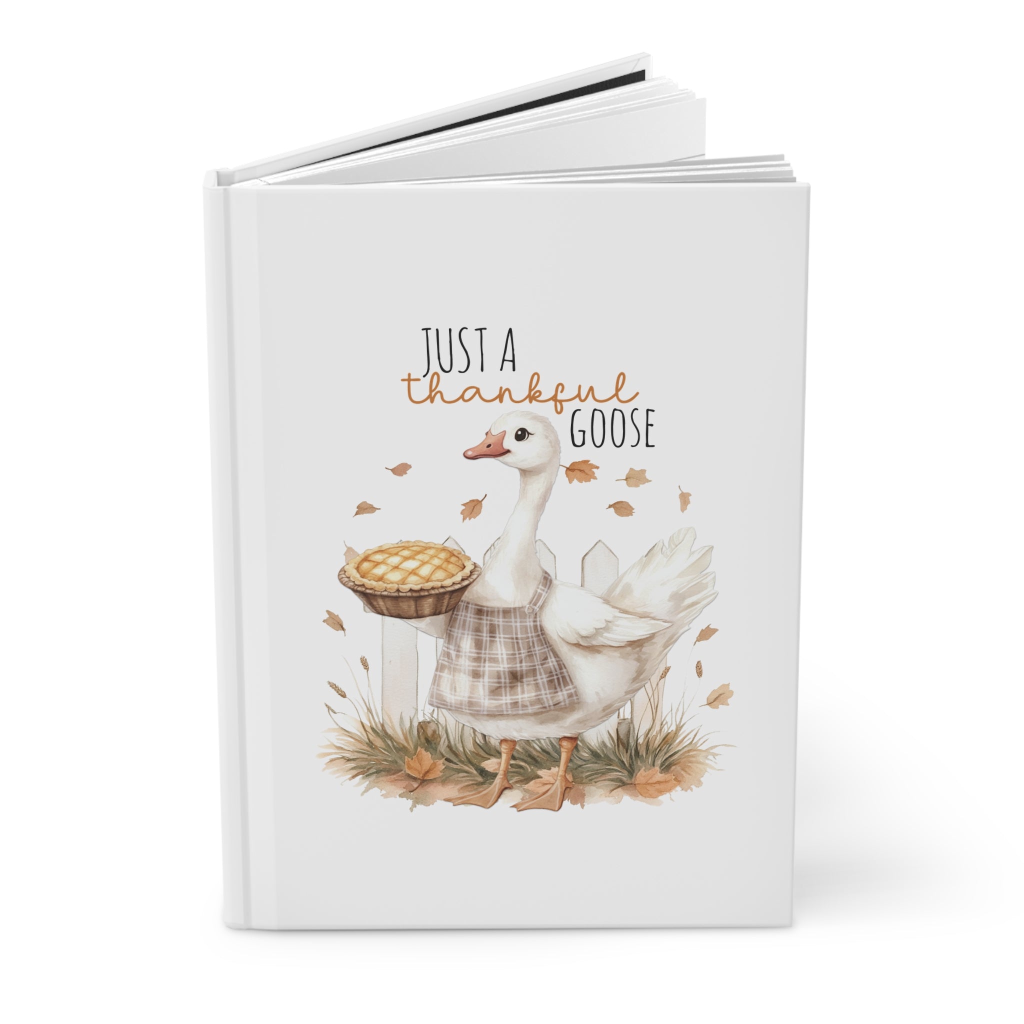 Book with a goose illustration and 'Just a Thankful Goose' text on a white background