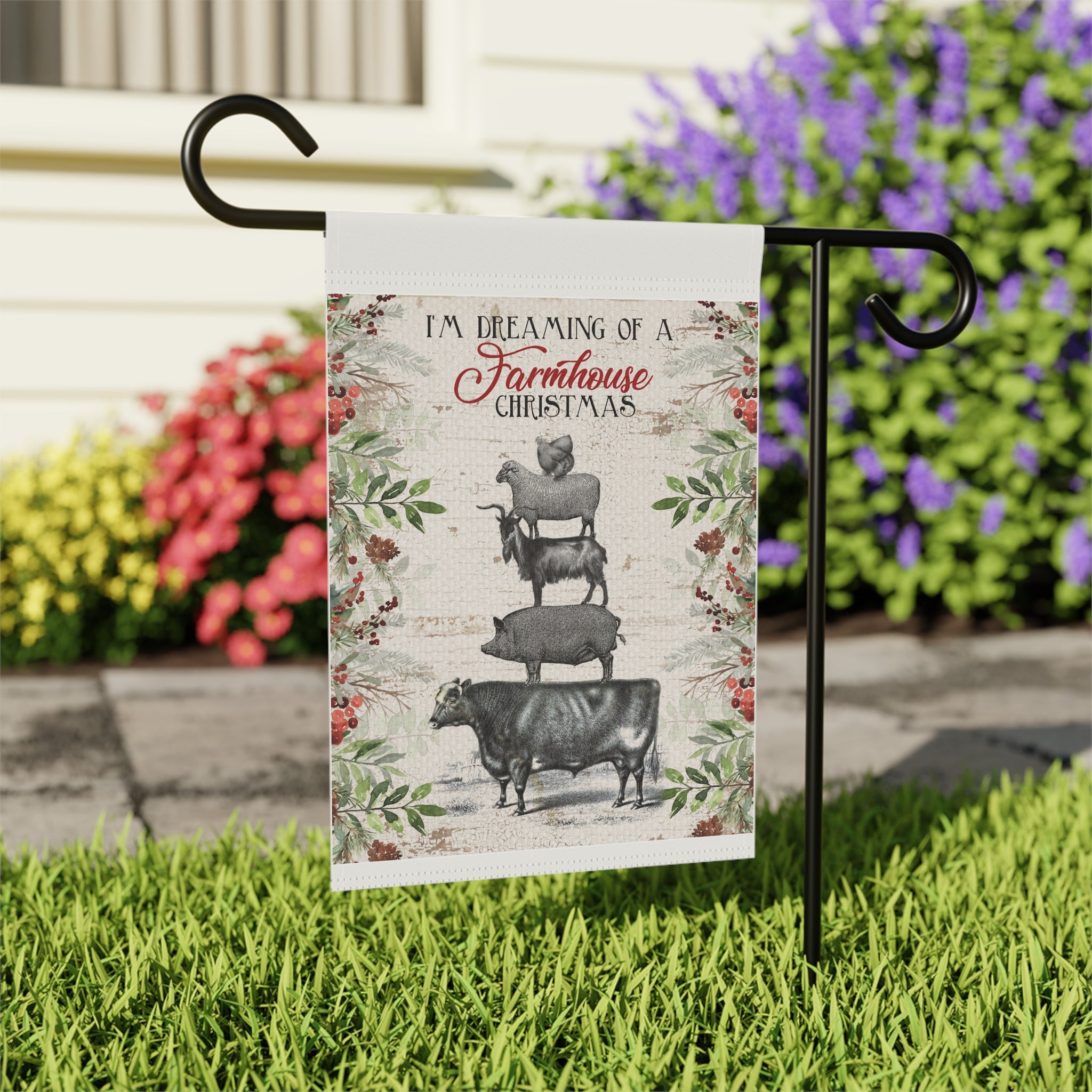 I'm Dreaming of a Vintage Farmhouse Christmas Garden Flag 12x18 – Heritage Winter House Yard Decor