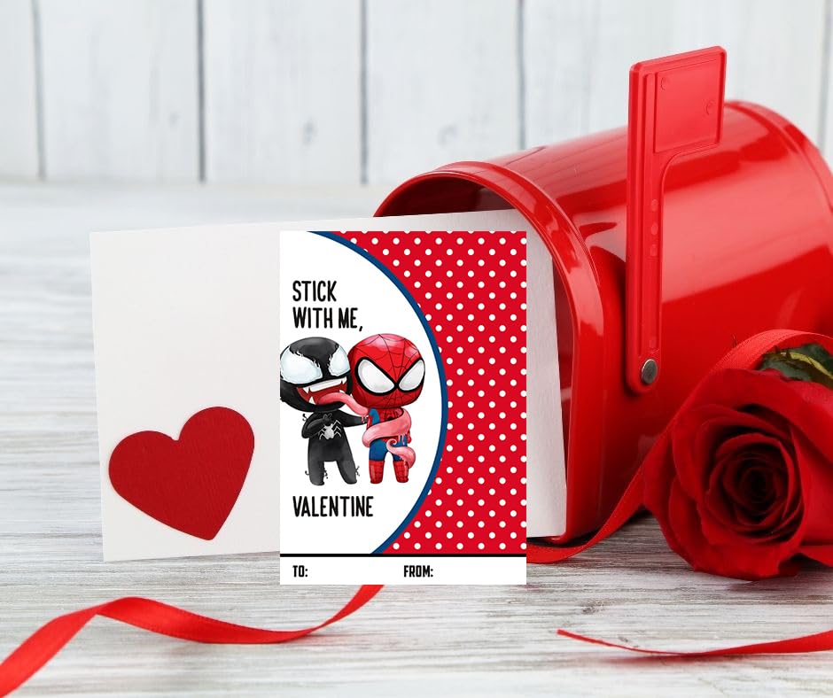 Funny Superhero and Villain Themed Valentine's Day Card Set (Set of 25) Valentine Classroom Exchange School Sharing Gift Giving Kids