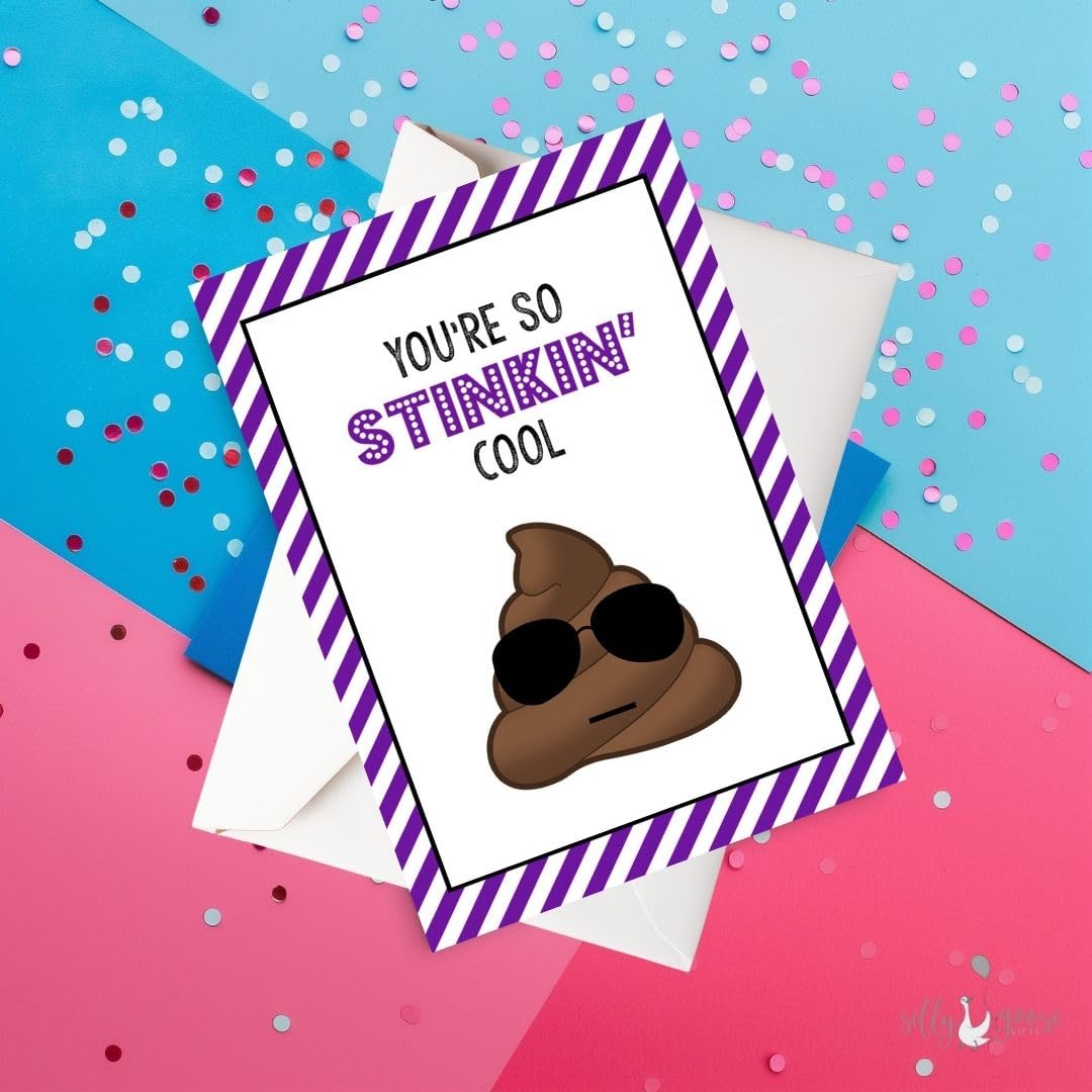 Funny Poop Emoji Greeting Cards - Blank Note Card Set of 5