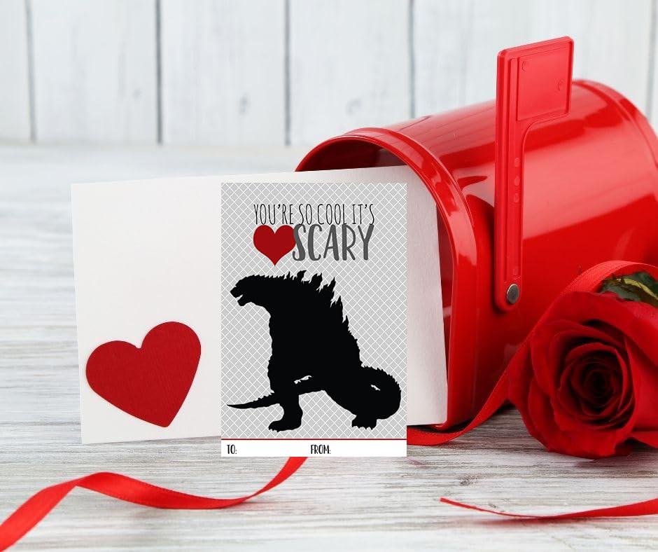 Giant Monster Lizard Themed Valentine's Day Cards for Kids (Set of 24) Classroom Exchange