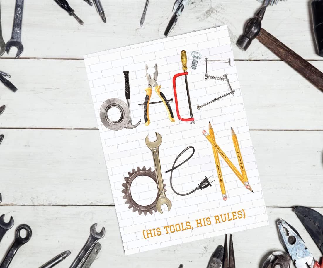 Dads Den His Tools His Rules Themed Wall Art Print Hanging 11x14in Gift